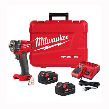 Compact Cordless Variable Impact Wrench Kit, Aluminum, 18 VDC, 5 Ah, 2400 rpm Speed, 1/2 in Standard/Square Drive