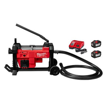 Cordless, Sewer Sectional Machine Kit, 700 rpm, 18 V, 200 ft Max
