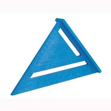 Heavy-Duty Rafter Square, Polycast, 1/8 in Graduations, 90 Deg Measuring Angle, Blue