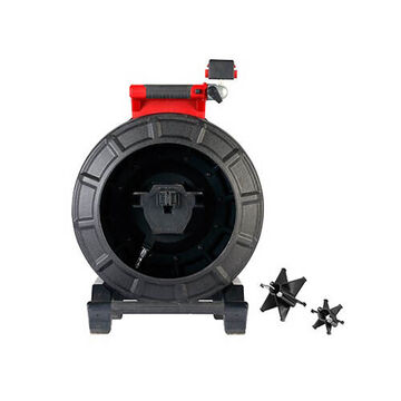 Mid-Stiff Pipe Inspection Reel, Self Leveling, Cordless, Lithium-Ion, 18 V, 2 to 6 in Pipe Capacity