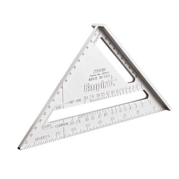 Heavy-Duty Rafter Square, Aluminum, 17 cm lg, 1 mm Graduation, 17 cm Tounge, 17 cm wd, Silver