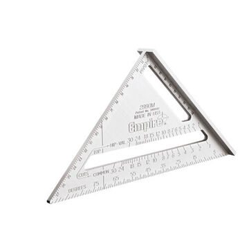 Heavy-Duty Rafter Square, Aluminum, 7 in lg, 1/8 in Graduation, 7 in wd, Silver