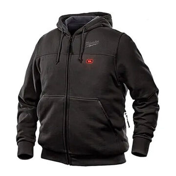 Cordless Heated Hoodie Kit, Cotton/Polyester, Small, Black, Zipper Closure, Water, Wind Resist