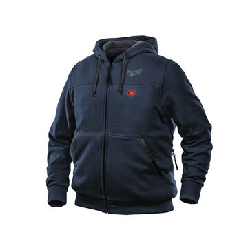 Cordless Heated Hoodie Kit, Cotton/Polyester, Small, Blue, Zipper Closure, Water, Wind Resist
