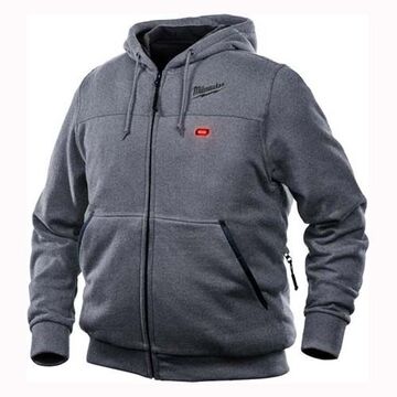 Cordless Heated Hoodie, Cotton/Polyester, 2X-Large, 46 to 48 in Chest, Gray