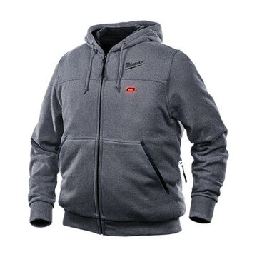 Cordless Heated Hoodie Kit, Cotton/Polyester, Small, Gray, Zipper Closure, Water, Wind Resist