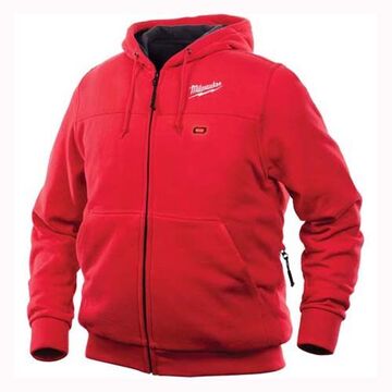 Cordless Heated Hoodie, Cotton/Polyester, 2X-Large, 46 to 48 in Chest, Red