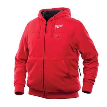 Cordless Heated Hoodie Kit, Cotton/Polyester, 2X-L, Red, Zipper Closure, Water, Wind Resist