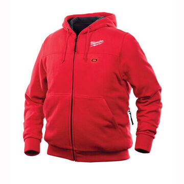 Cordless Heated Hoodie Kit, Cotton/Polyester, 3X-L, Red, Zipper Closure, Water, Wind Resist