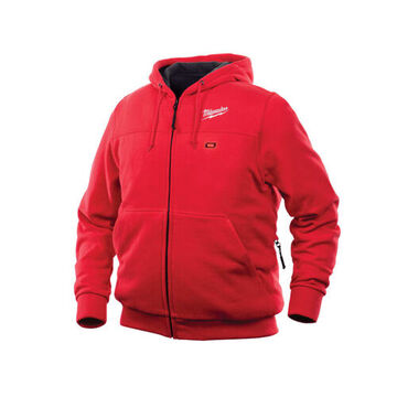 Cordless Heated Hoodie Kit, Cotton/Polyester, Medium, Red, Zipper Closure, Water, Wind Resist