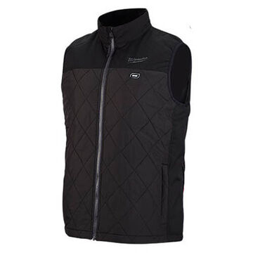 Heated Safety Vest, Large, Black, Ripstop Polyester