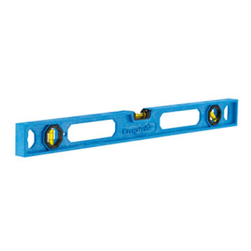 Magnetic I-Beam Level, Polycast, 24 in lg, Blue, Yellow, 3 Vial