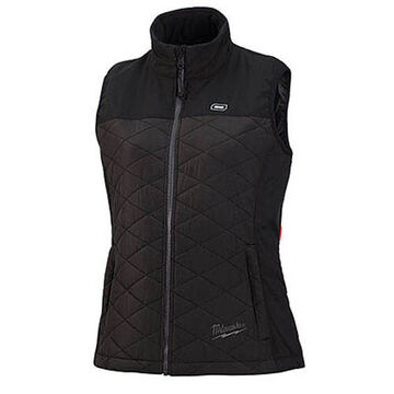 Heated Safety Vest, Medium, Black, Ripstop Polyester, 4 Pockets