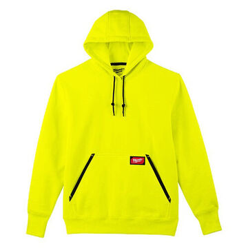 Heavy-Duty Pullover Hoodie, 75/25 Cotton/Poly Blend, 2X-Large, Men, 46 to 48 in Chest, High Visibility Yellow
