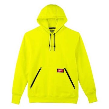 Heavy-Duty Pullover Hoodie, 75/25 Cotton/Poly Blend, Large, Men, 42 to 44 in Chest, High Visibility Yellow