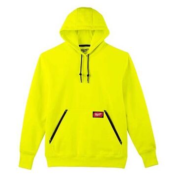Heavy-Duty Pullover Hoodie, 75/25 Cotton/Poly Blend, Medium, Men, 40 to 42 in Chest, High Visibility Yellow