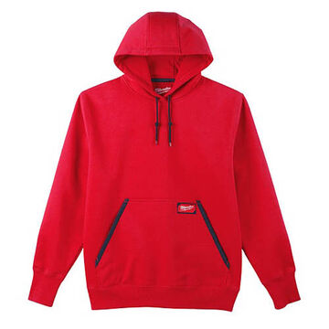Heated, Heavy-Duty Pullover Hoodie, Red, 75/25 Cotton/Poly, Men, X-Large