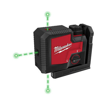 Rechargeable 3-Point Laser, 2.8 in wd, 6 in lg, 5 in ht, Green Laser