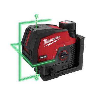 Laser Level Kit Cross Line And Plumb Points, Nylon, +/- 1/8 In At 33 Ft, Cordless, 3 Vials, 2-29/32 In Wd, 6-51/64 In Lg, 5-45/64 In Ht, Green