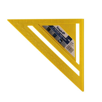 Heavy-Duty Rafter Square, Polycast, 45 or 90 Deg Measuring Angle, 1/8 in Graduations, 12 in Tounge, Yellow