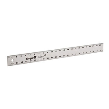 Heavy-Duty Straight Edge Ruler, Aluminum, 2 in wd, 24 in lg, 0.13 in thk, Imperial, SAE Measuring, 1/16 in Graduations, Silver