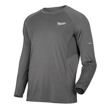 Midweight, Long Sleeve, Wrinkle-Resist T-Shirt, Medium, 40 to 42 in Chest, Men, Polyester