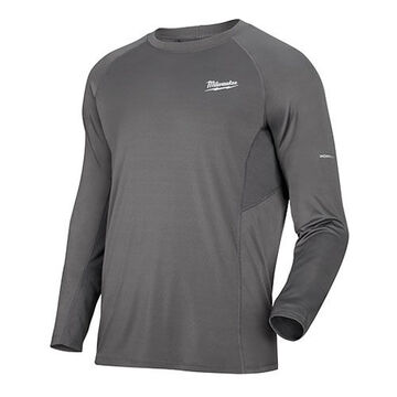 Midweight, Long Sleeve, Wrinkle-Resist T-Shirt, X-Large, 44 to 46 in Chest, Men, Polyester