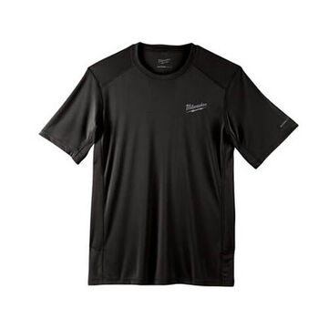 Lightweight, Short Sleeve, Wrinkle-Resist T-Shirt, 2X-Large, 46 to 48 in Chest, Men, Polyester, Black
