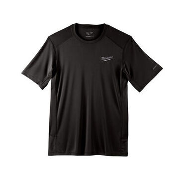 T-shirt léger, à manches courtes, infroissable, grand, 42 à 44 pouce poitrine, homme, polyester, noir
