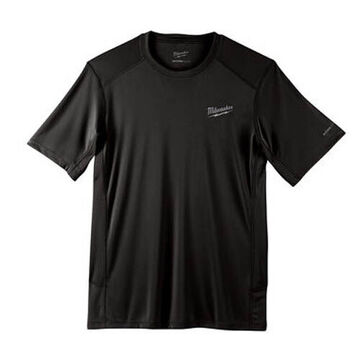 Lightweight, Short Sleeve, Wrinkle-Resist T-Shirt, X-Large, 44 to 46 in Chest, Men, Polyester, Black