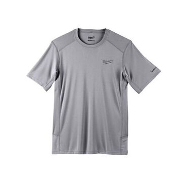 T-shirt léger, à manches courtes, infroissable, moyen, 40 à 42 pouce poitrine, homme, polyester, gris