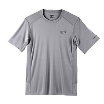 Lightweight, Short Sleeve, Wrinkle-Resist T-Shirt, Small, 38 to 40 in Chest, Men, Polyester, Gray