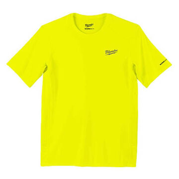 Lightweight, Short Sleeve, Wrinkle-Resist T-Shirt, 3X-Large, 48 to 50 in Chest, Men, Polyester, High Visibility-Yellow