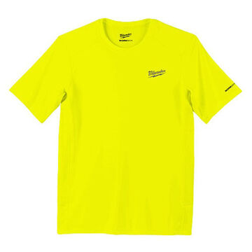 Lightweight, Short Sleeve, Wrinkle-Resist T-Shirt, Large, 42 to 44 in Chest, Men, Polyester, High Visibility-Yellow