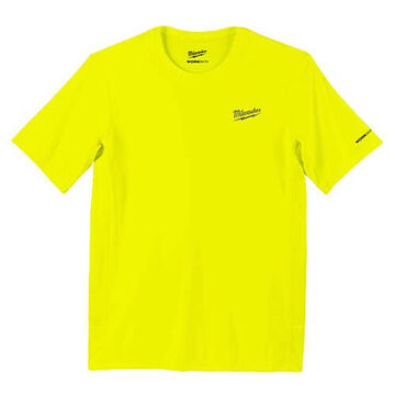 Lightweight, Short Sleeve, Wrinkle-Resist T-Shirt, Medium, 40 to 42 in Chest, Men, Polyester, High Visibility-Yellow