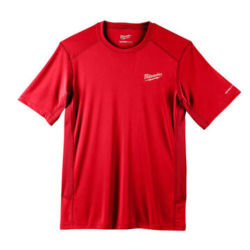 Lightweight, Short Sleeve, Wrinkle-Resist T-Shirt, 2X-Large, 46 to 48 in Chest, Men, Polyester, Red