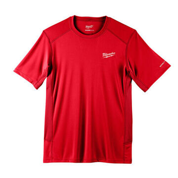 Lightweight, Short Sleeve, Wrinkle-Resist T-Shirt, Medium, 40 to 42 in Chest, Men, Polyester, Red
