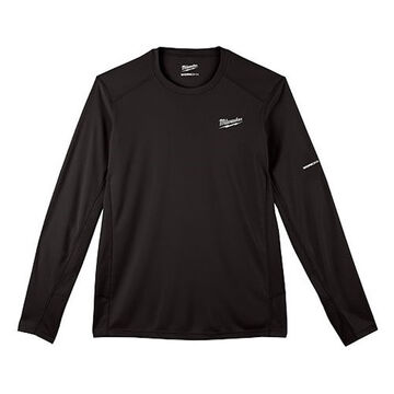 Lightweight, Long Sleeve, Wrinkle-Resist T-Shirt, X-Large, 44 to 46 in Chest, Men, Polyester, Black