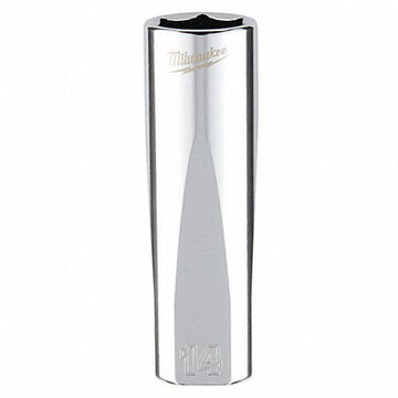 Deep Socket, Vanadium Steel, 6-Point Socket, Chrome Plated, 3/8 in Drive, 3.543 in lg X 14 mm Socket Size