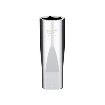 Deep Socket, Vanadium Steel, 6-Point Socket, Chrome Plated, 1/2 in Drive, 1.094 in lg X 21 mm Socket Size