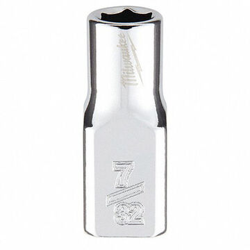 Socket, Vanadium Steel, 7/32 in Socket, 6-Point, 1/4 in Drive, 4.921 in OAL