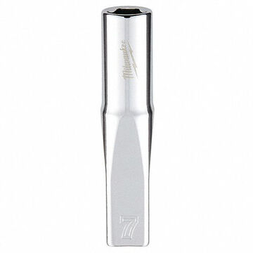 Deep Socket, Vanadium Steel, 6-Point Socket, Chrome Plated, 1/4 in Drive, 2.559 in lg X 7 mm Socket Size