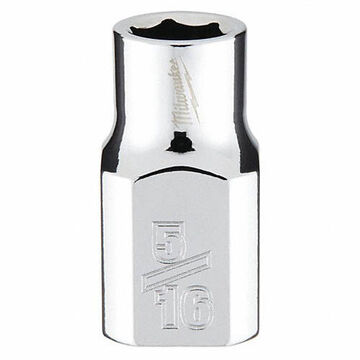 Socket Standard Length Impact, 5/16 In Socket, 3/8 In Drive, 3.54 In Lg, Vanadium Steel