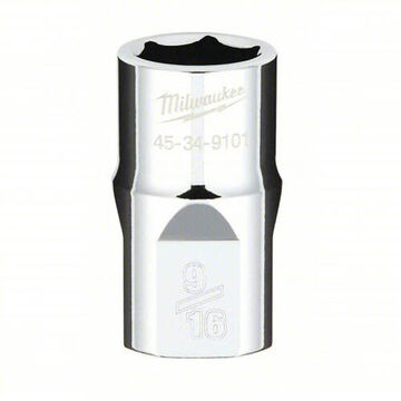 Socket Standard Length Impact, 9/16 In Socket, 1/2 In Drive, 55/64 In Lg, Vanadium Steel