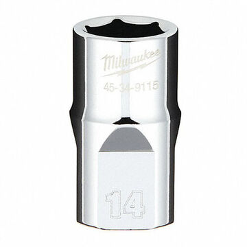 Socket, Vanadium Steel, 14 mm Socket, 6-Point, 1/2 in Drive, 1.02 in OAL