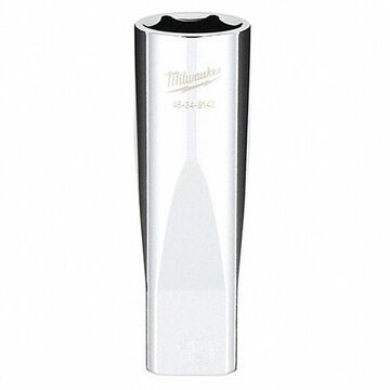 Deep Socket, Vanadium Steel, 6-Point Socket, Chrome Plated, 1/2 in Drive, 1.02 in lg X 19 mm Socket Size