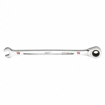 Wrench Corrosion-resistant Ratcheting Combination, Vanadium Steel, 1/4 In Size, Standard, 0 Deg Head, 5-1/4 In Oal