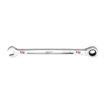 Wrench Corrosion-resistant Ratcheting Combination, Vanadium Steel, 11/32 In Size, Standard, 0 Deg Head, 6-1/8 In Oal