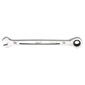 Corrosion-Resistant Ratcheting Combination Wrench, Vanadium Steel, 3/8 in Size, Standard, 0 deg Head, 6-1/2 in OAL