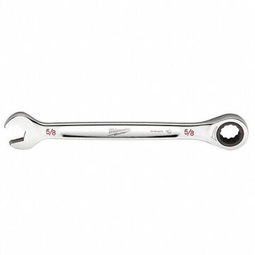 Corrosion-Resistant Ratcheting Combination Wrench, Vanadium Steel, 5/8 in Size, Standard, 0 deg Head, 8-1/2 in OAL